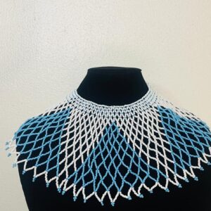 Blue and white