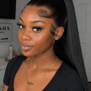 Brazilian 10A frontal 12/18inch clip in ponytail straight